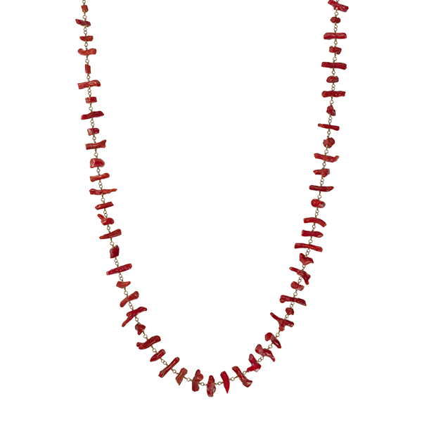 18K Gold Vintage Mediterranean Coral Branch Necklace