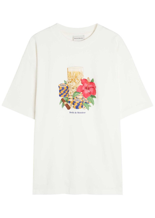 DRÔLE DE MONSIEUR Hibiscus Club printed cotton T-shirt