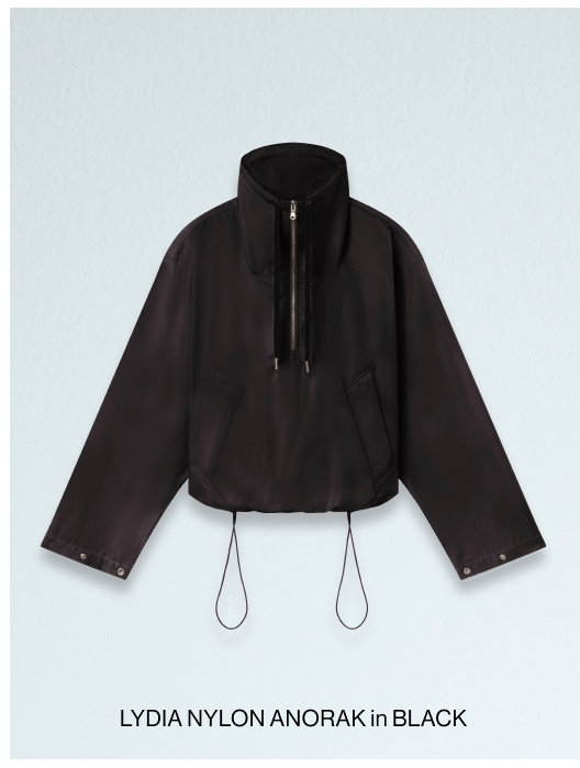 Lydia Nylon Popover Anorak in Black