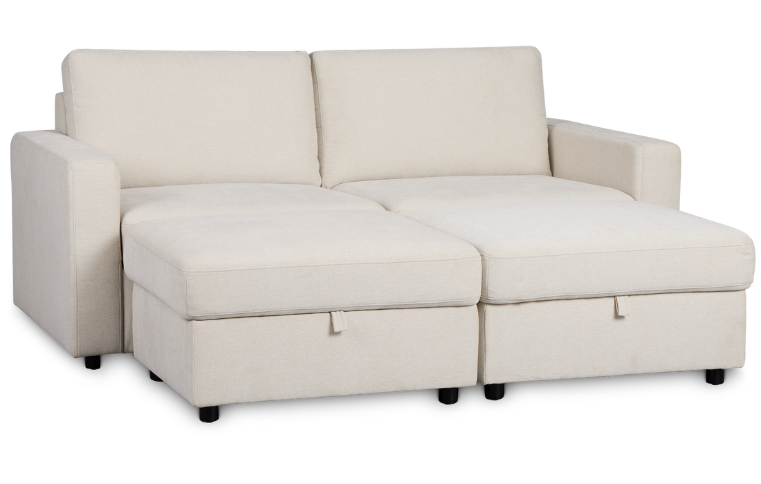 Addie Beige Fabric 4-piece Pit Storage Sectional
