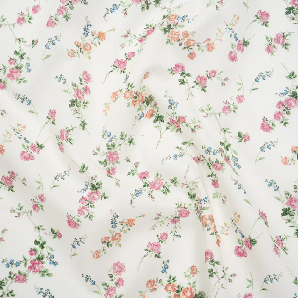 Image of Liberty Fabrics Tana Lawn® - Elizabeth Multi Pastel - Baby Pink, Green and White Scattered Flowers