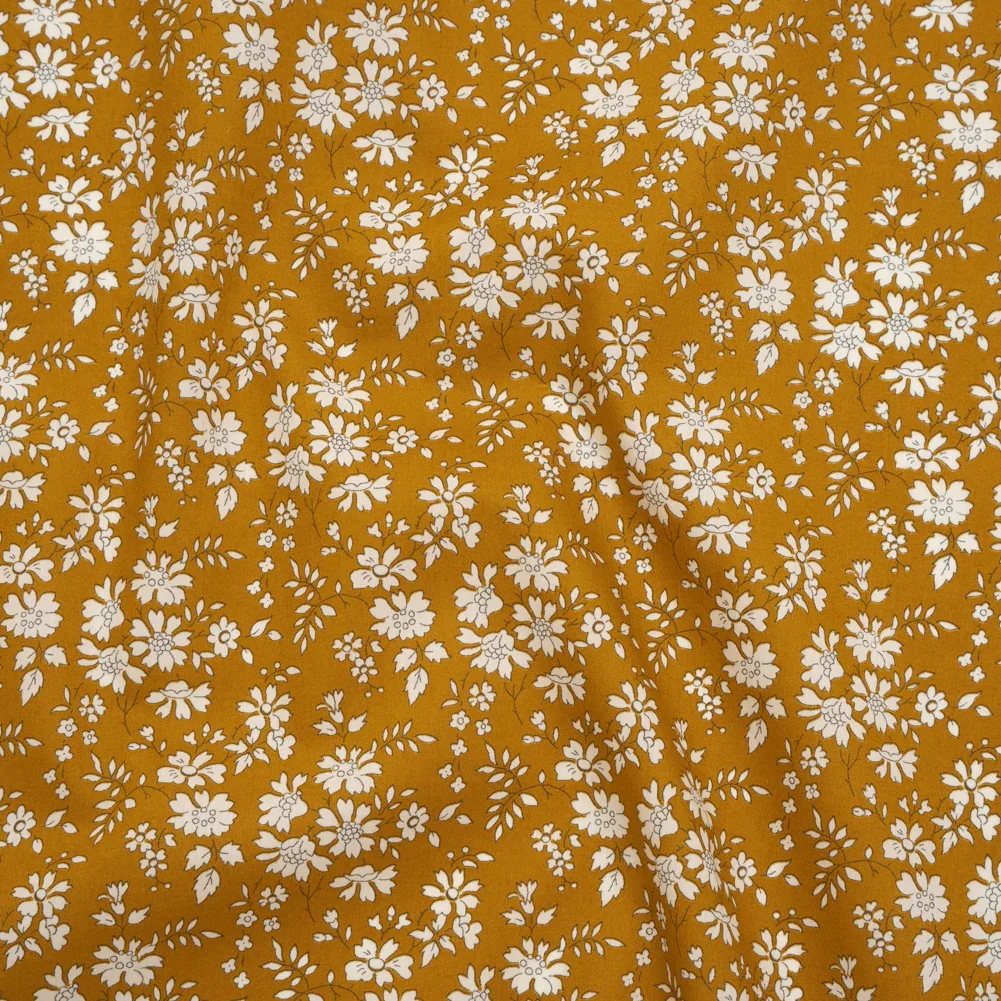 Image of Liberty Fabrics Tana Lawn® - Capel Yellow - Yellow Ochre and White Outlined Florals