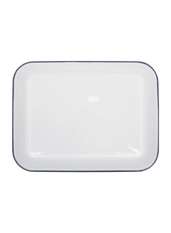 34cm x 26cm White Rectangle Enamel Hot Dog / Baking Tray