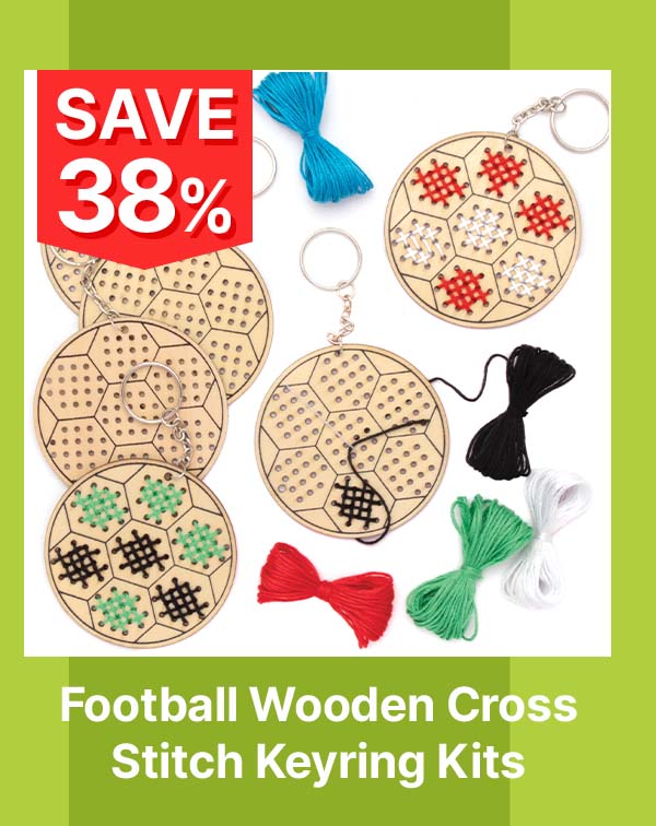 Football Wooden Cross Stitch Keyring Kits