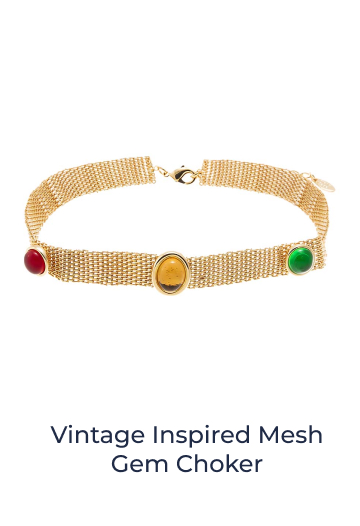 Vintage Inspired Mesh Gem Choker