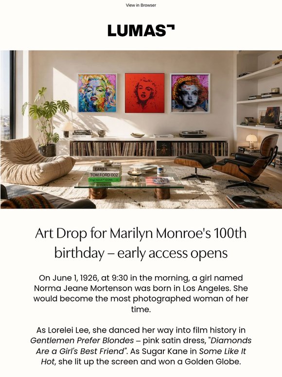 Your early access for the Marilyn Monroe Art Drop