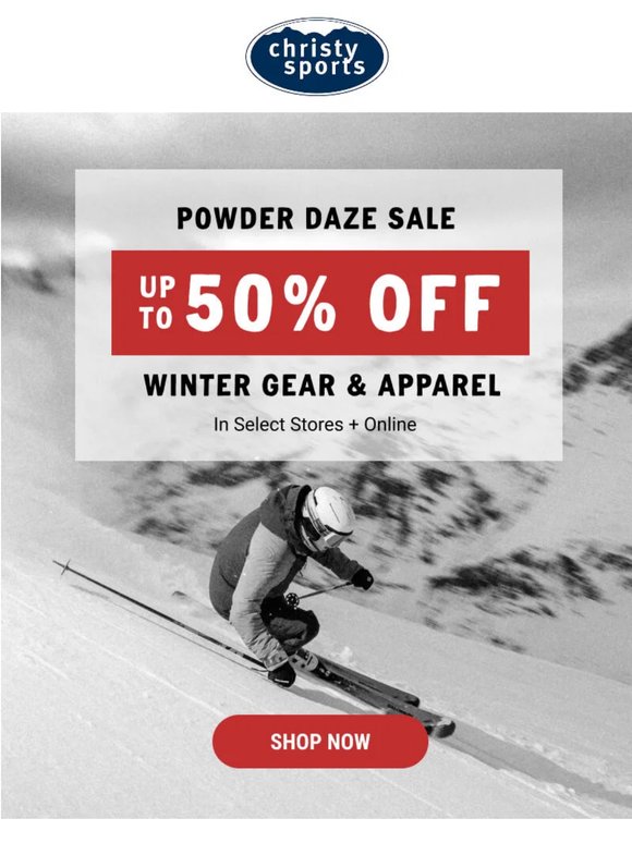 Up to 50% off winter gear at the Powder Daze Sale