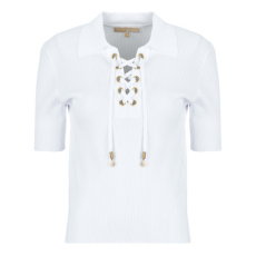 LACE UP SS POLO TOP
