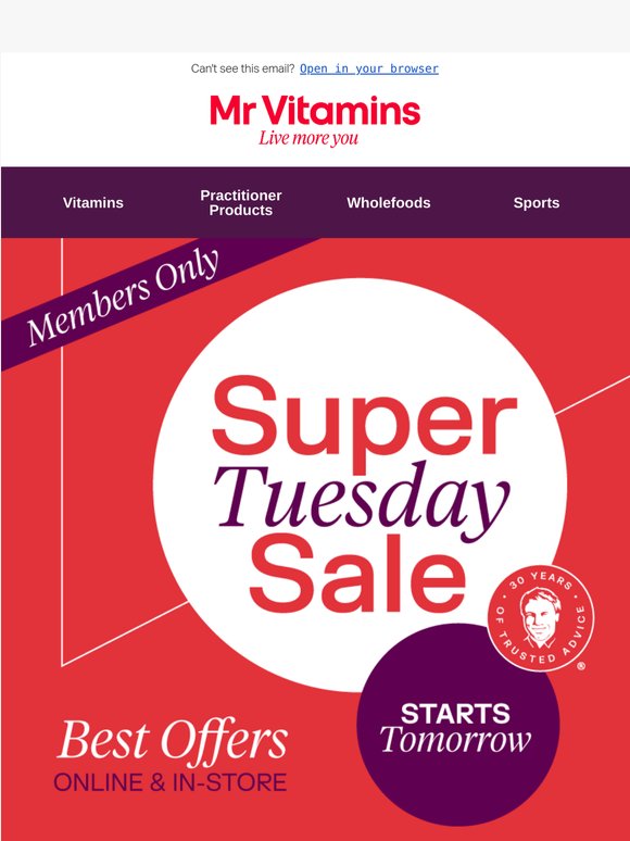 Tomorrow ⏰ Super Tuesday SALE