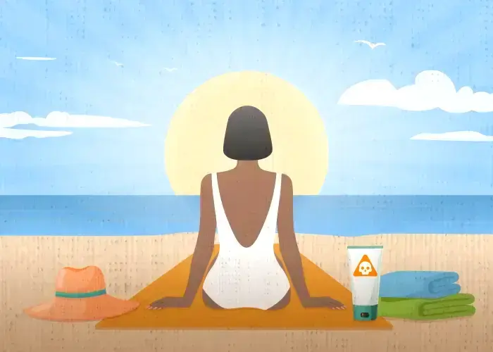 Illustration of woman on beach