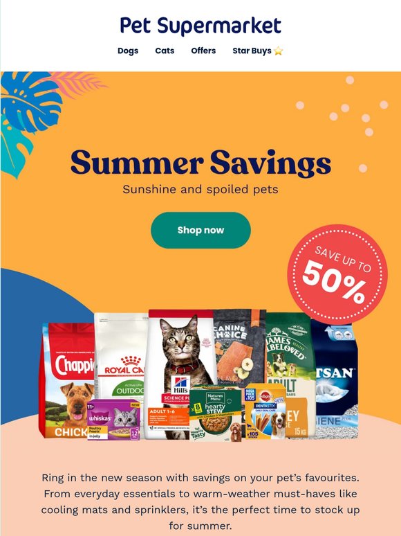 Deals that feel like sunshine. Save up to 50%