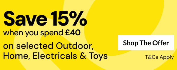 Save when you spend on outdoor, home, electricals and toys.