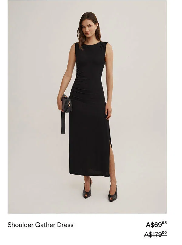 Shoulder Gather Dress A$69.95