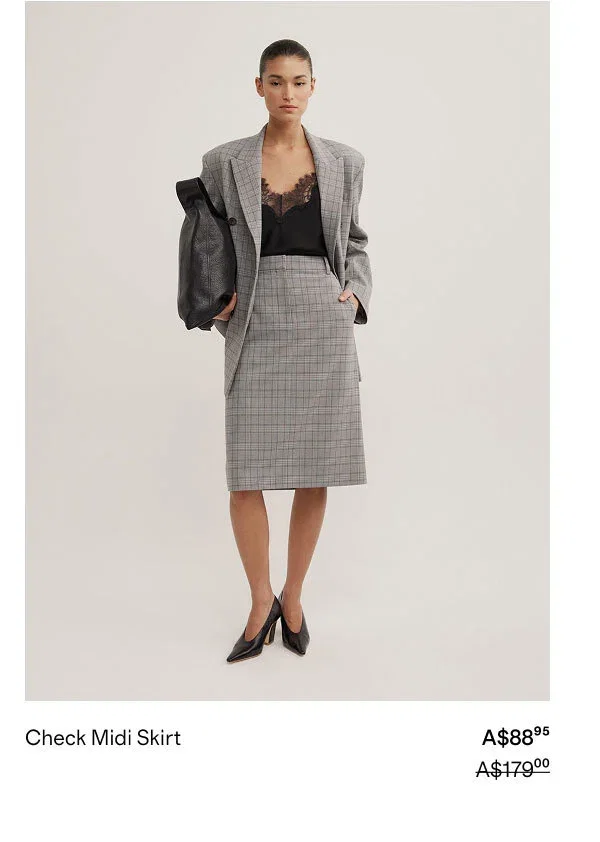 Check Midi Skirt A$88.95