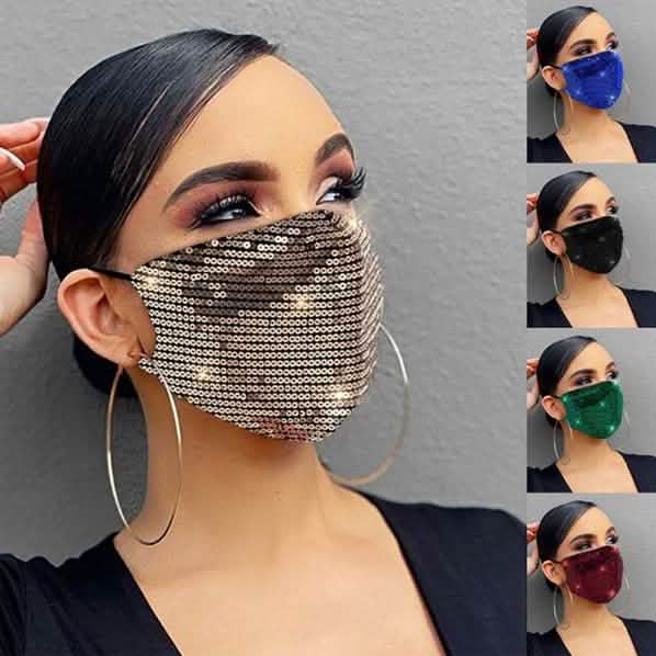 Image of Women Fashion Sequins Breathable Washable and Reusable Mouth Mask
