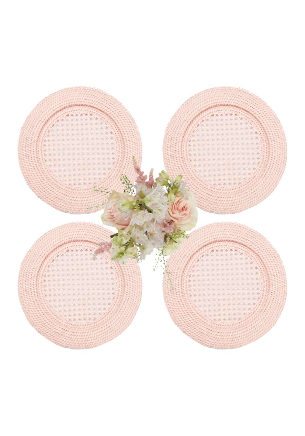 Image of Harbour Island Round Rattan Charger Placemat Pink - Set of 4