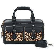 Top Handle Bag Black+Light Tan Kiev+Mini Leopard Spot Hair On
