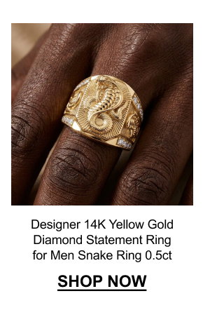 Designer 14K Yellow Gold Diamond Statement Ring for Men | Snake Ring | 0.5ct