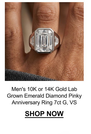 Men's 10K or 14K Gold Lab Grown Emerald Diamond Pinky Anniversary Ring l 7ct l G, VS