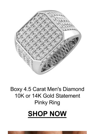 Boxy 4.5 Carat Men's Diamond 10K or 14K Gold Statement Pinky Ring
