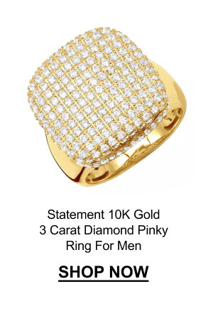 Statement 10K Gold 3 Carat Diamond Pinky Ring For Men
