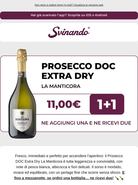 [1+1 fino a mezzanotte] ⏰ Prosecco DOC Extra Dry di La Manticora