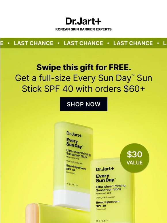Ends Tonight! Free SPF with $60+ purchase