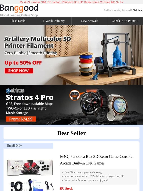 🧭[GPS+Music Storage] Zeblaze Stratos 4 Pro Smart Watch From $74.99, Multicolor 3D Printer Filament up to 50% off >>