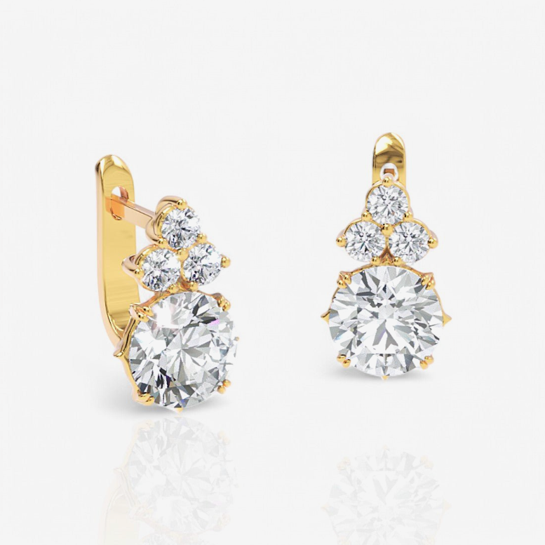 Round Cut Lab-Grown Diamond Trio Huggie Hoop Earrings