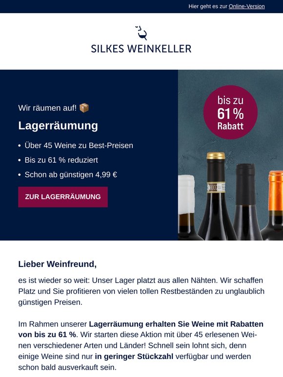 Lagerräumung: Schnäppchen bis zu 61 % reduziert!