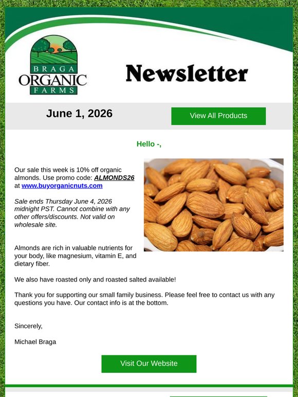 10% off Almonds until Thursday
