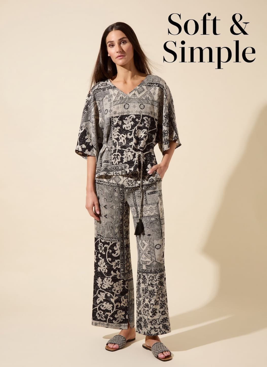 Ipanema Printed Dolamn Sleeve Top and Genesis Stretch Woven Pant