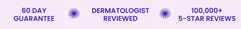 100,000+ 5-star reviews, dermatologist recommended, 60 day guarantee