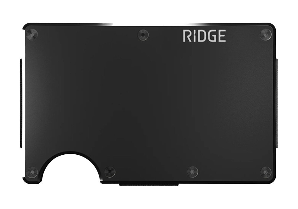 Image of MATTE BLACK TITANIUM RIDGE WALLET WITH MONEY CLIP