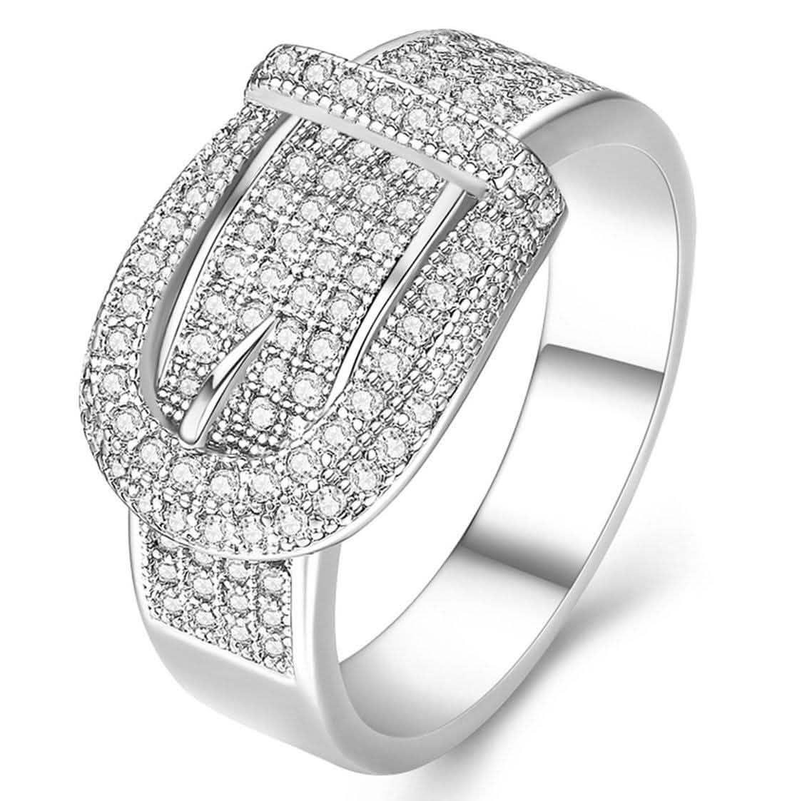 Image of 18K White Gold Plated Belt Buckle Ring