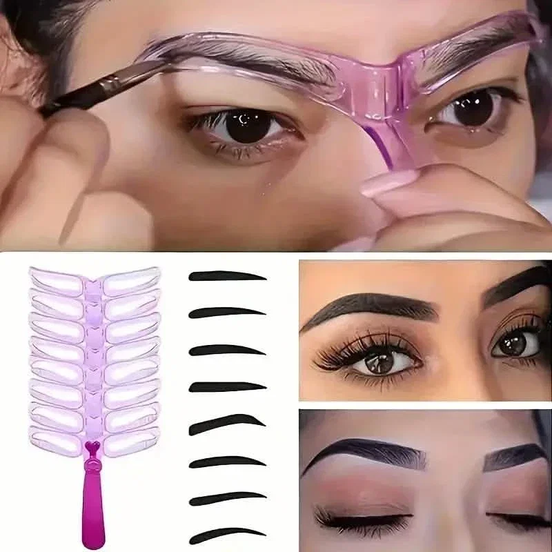 Image of 8-Piece: Eyebrow Shaping Stencils Kit - Makeup Tool for Perfect Brows
