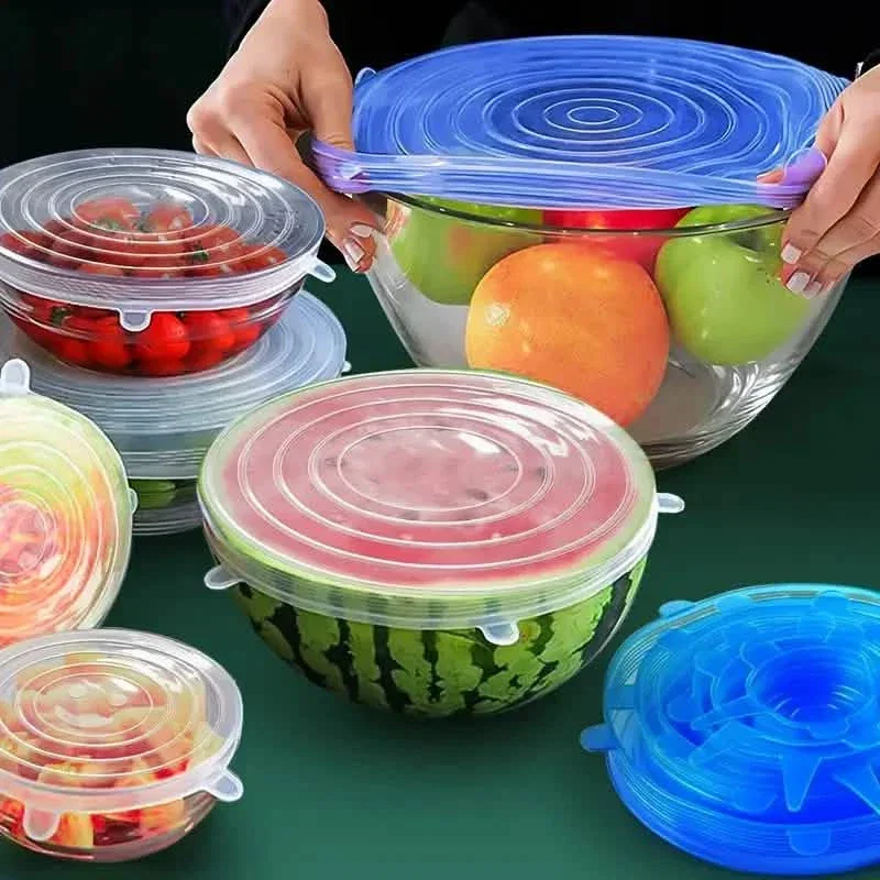 Image of 6-Piece Set: Silicone Stretch Lids, Reusable Durable Food Storage Lids