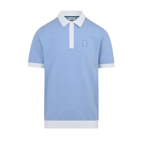 SANDBANKS 3-BUTTON KNITTED POLO DUSTY BLUE