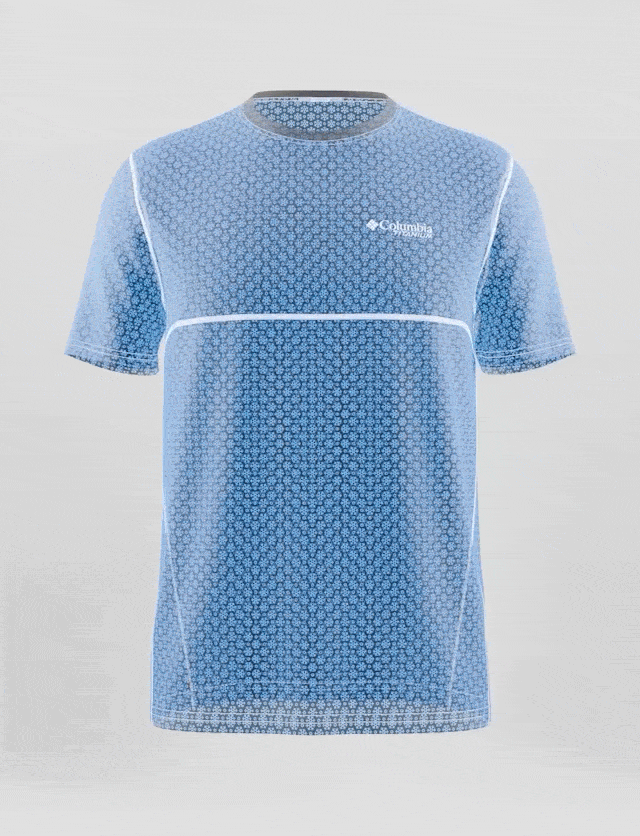 An animation of Omni-Freeze™ technology in a Columbia shirt