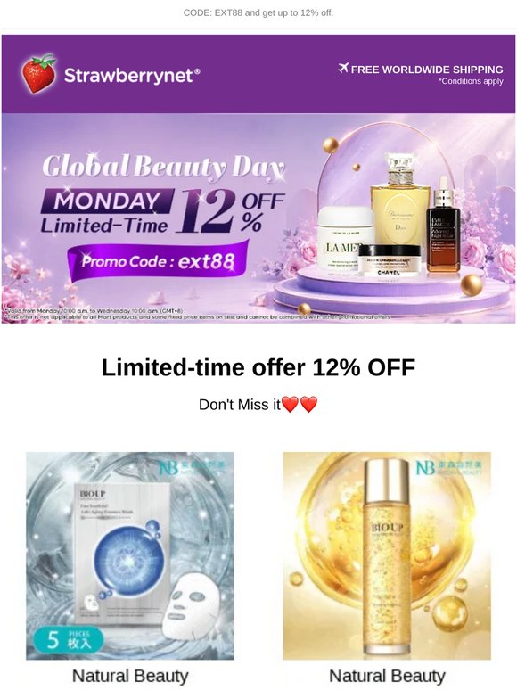 No Minimum Spend Required: 12% OFF!💰