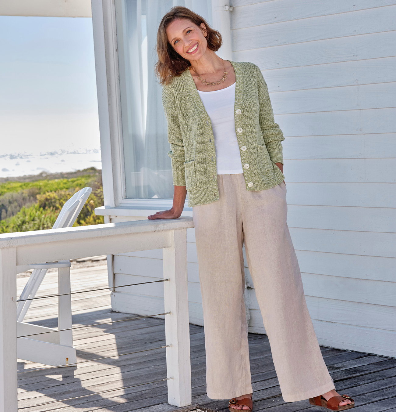 Pantalon large en lin