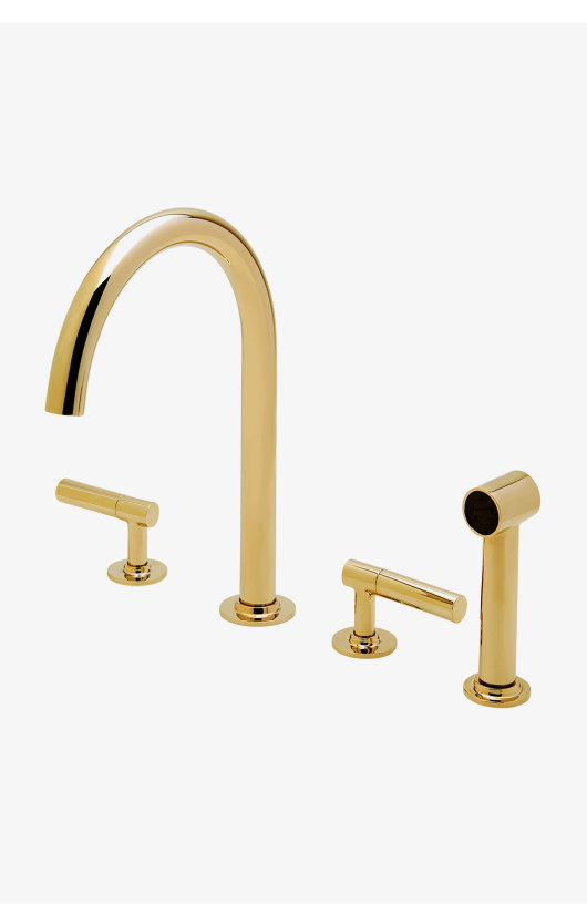 Bond Solo Gooseneck Kitchen Faucet and Spray with Straight Lever Handles