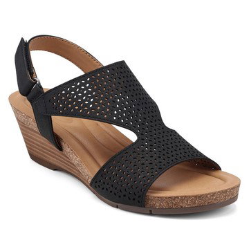 Earth Peep-Toe Wedges with Perforated Details -Harten