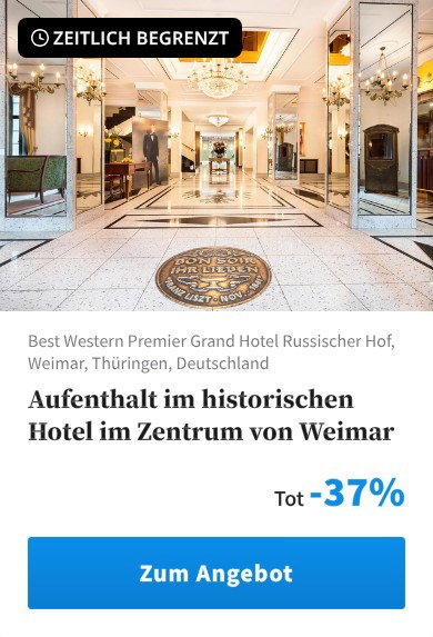 Aufenthalt im historischen Hotel im Zentrum von Weimar