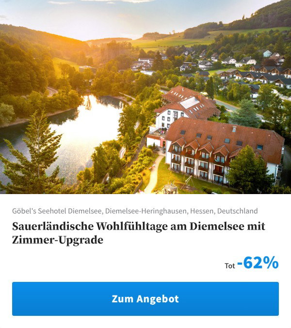 Sauerländische Wohlfühltage am Diemelsee mit Zimmer-Upgrade