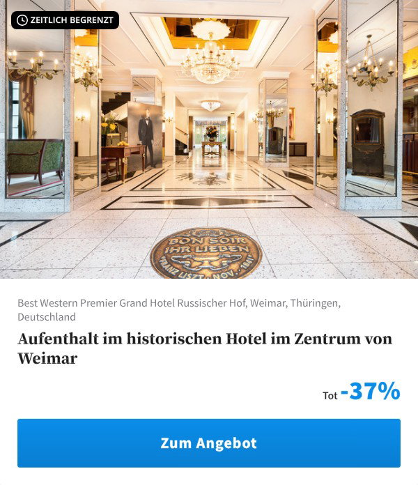 Aufenthalt im historischen Hotel im Zentrum von Weimar