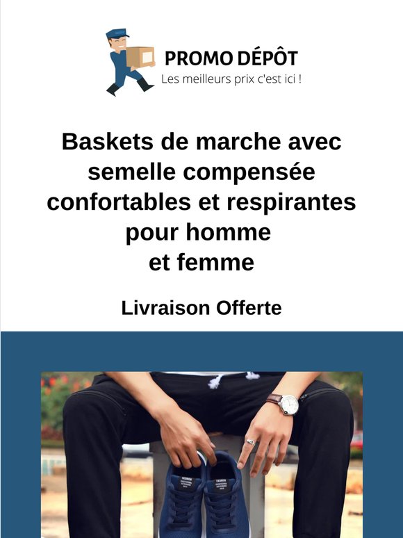 Decouvrez nos Baskets de marche avec semelle compensée confortables et respirantes pour homme et femme