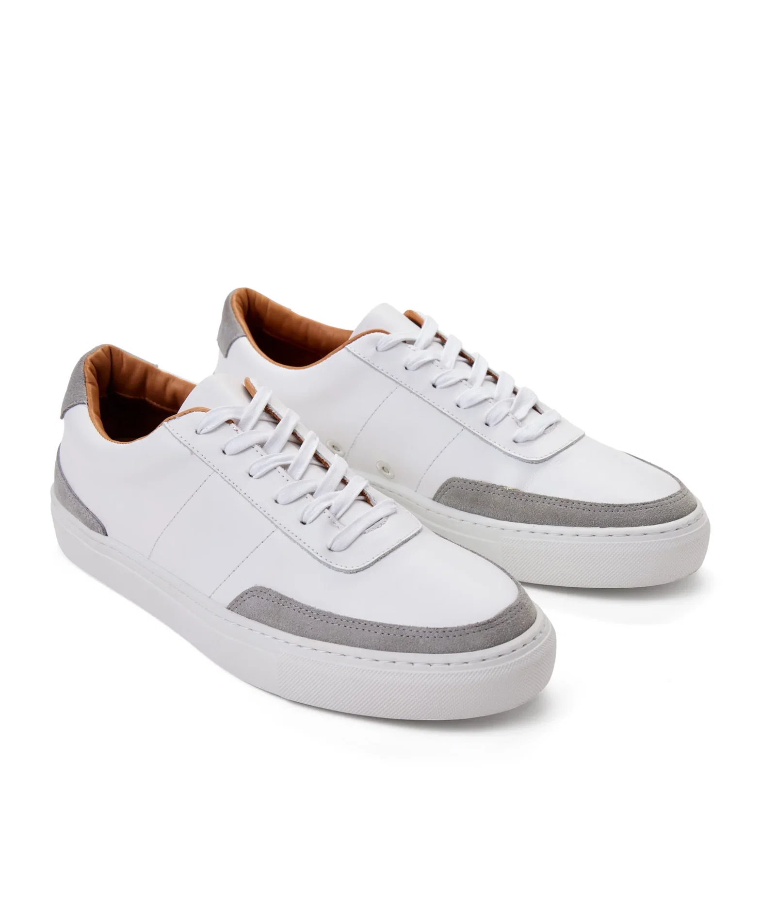 Image of Contrast Leather Lace-Up Sneakers