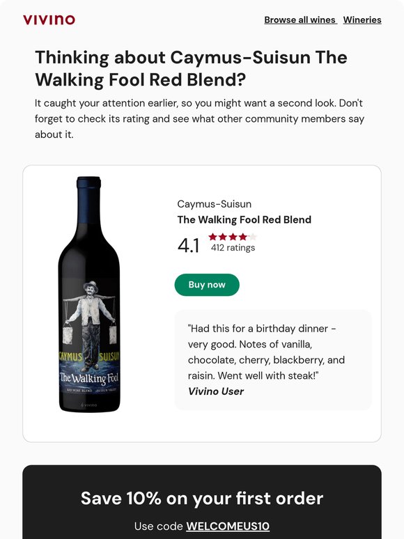 Still interested in Caymus-Suisun The Walking Fool Red Blend? 👀