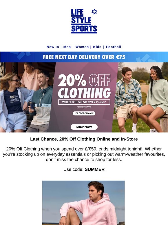 Last Chance to get 20% Off Clothing  ☀️